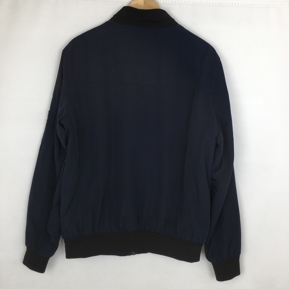 Calvin Klein Men’s Bomber Jacket Navy Blue Size Small Quilted Lining Full Zip - Picture 10 of 15